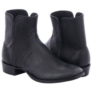 Men's Short Black Lizard Black Bison Boots