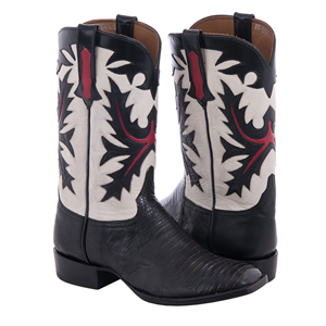 Men's 12" Tan Distress Lizard Bone Old Nugget Cowboy Boot