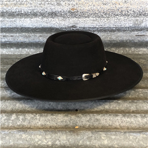 BLACK ELKO FLAT WITH BLACK/BLUE ALLIGATOR SS DIAMONDS AND TURQOISE