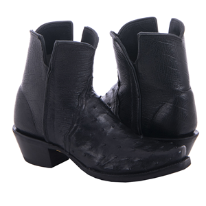 Ladies Short Black Full Quill Ostrich Boot