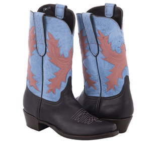 Ladies Brown Aniline and Smooth Ostrich Indigo Cowboy Boots