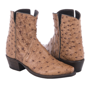 Ladies Brandy Full Quill Ostrich Short Boots