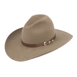Tooled Leather Diamond Half Diamond Hat Band with Red