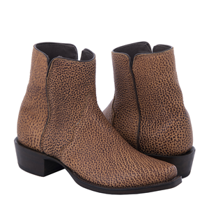 Men's Short Tan Pebbled Bison Boot