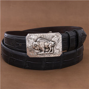 Mesa Bison Western Buckle with Saw Tooth Border