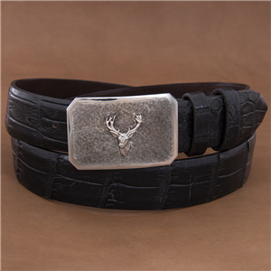 Plain Deer Crosshatch High Polished Buckle