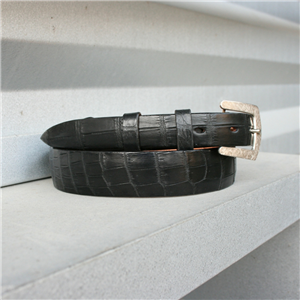 Black Matte Alligator Tapered Belt