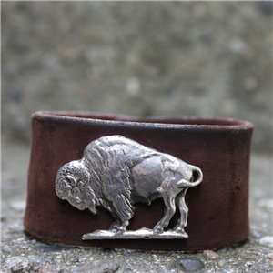 BISON AND WEATHERED LEATHER CUFF