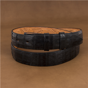 Black Gloss Caiman Tail 1 1/4" Belt
