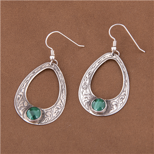 Malachite Pear Earrings