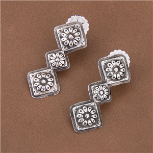 Silver Square Earrings 