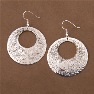 Western Engraved Large Loop Earrings