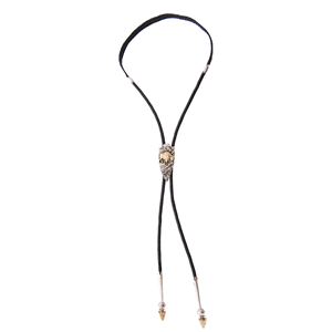 JJ Arrowhead Black Braided Bolo w/ 14K Bison