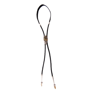JJ Arrowhead Black Braided Bolo w/ 14K Elk