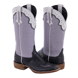 Ladies 13-2 Anthracite Croc Lavender Cowboy Boot