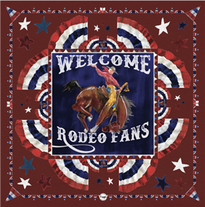 Welcome Rodeo Fans Red Cotton/Silk Bandana