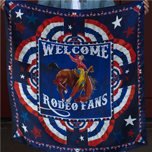 Welcome Rodeo Fans Navy Cotton/Silk Bandana