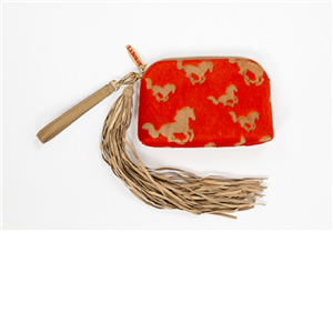 ORANGE GIDDYUP TASSEL POUCH