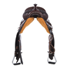BURNS CHOCOLATE SO/RO BARREL SADDLE W/ OLD WORLD-SUNFLOWER FC-WHITE BUCK STITCH