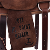 Burns Chocolate RO Team Rope Saddle - Conventional Roper - Sponsorship Lettering Chris Irwin Memoria 