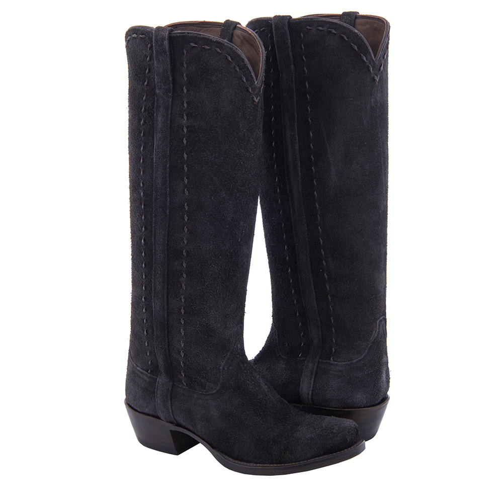 LADIES 17-2 DARK CHOCOLATE SUEDE COVERED SIDE SEAM 1/2 BROWN BS COWBOY BOOT