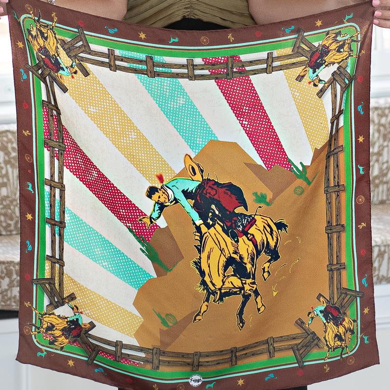 Comic Cowboy Shorty 100% Twill Silk Scarf (1 AVAILABLE)