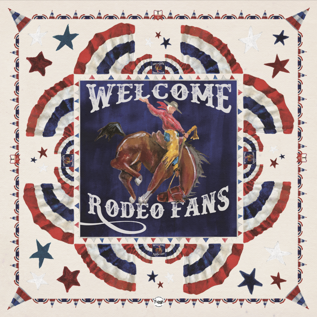 Welcome Rodeo Fans Off White Cotton/Silk Bandana (1 AVAILABLE)