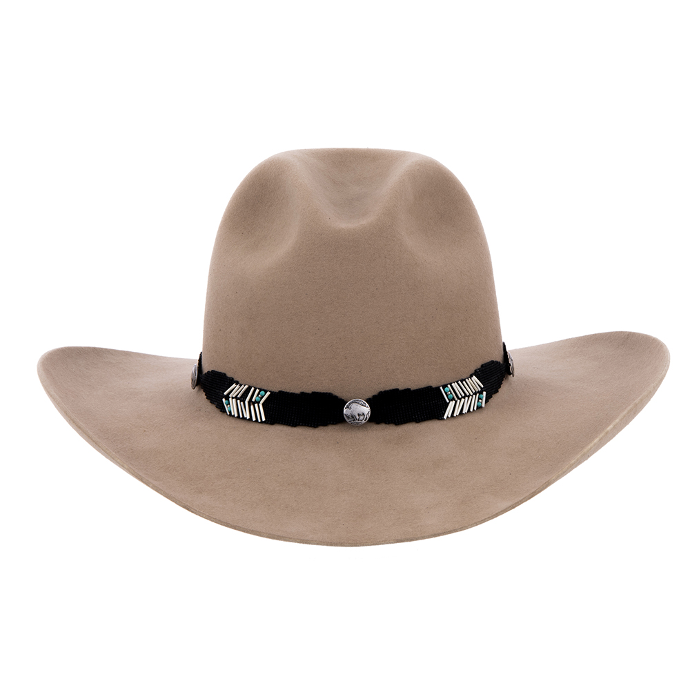 Black w/Quills TQ Beads 4 Feather 3 Buffalo Button Hatband