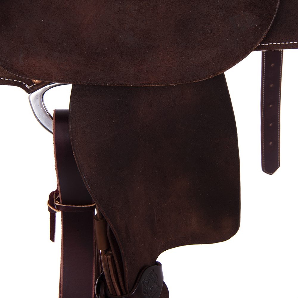 Burns Chocolate RO Barrel Saddle - Round - No Tooling; Turquoise SO Inlay; Standard Binding