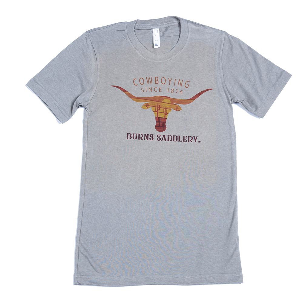 Burns Cowboying Long horn Tan T-Shirt