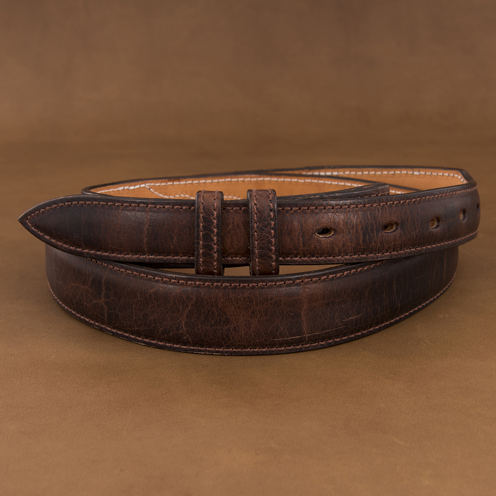 TAPERED MOCHA BISON BELT W/BILLETS