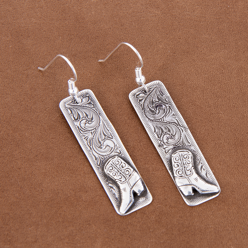 Sunset Trails Sterling Silver Boot Bar Earrings 最大50%OFF SST BOOT ブーツ