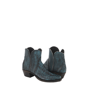 LADIES SHORTY BK WASH TURQ FQ OSTRICH