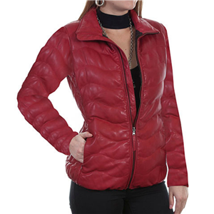 Ladies Red Lamb Ribbed Leather Jacket