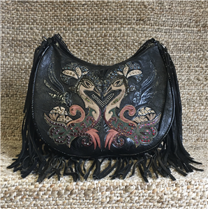 CARNIVAL J14 FRINGE BAG W/CHAIN BLKBORWN
