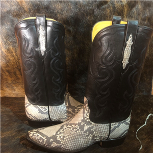 MEN'S NATURAL PYTHON/BLACK CALF WESTERN