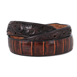 1 1/2" LIVER CHESTNUT TAPERED GATOR BELT