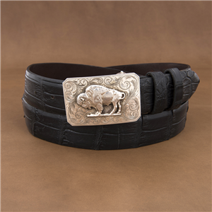 SUNSET TRAILS ENGRAVED MESA BUCKLE W/ HP BISON
