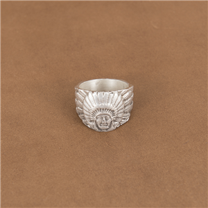 ST STERLING SILVER INDIAN CHIEF RING 6.5