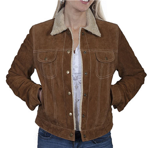 LADIES CINNAMON BOAR SUEDE JEAN JACKET 