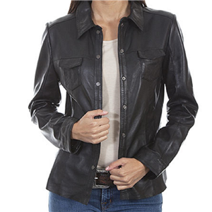 LADIES BLACK SNAP FRONT JACKET