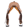 Burns Russet RO Barrel Saddle- Round- Deeter Border
