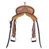 Burns Russet RO Barrel Saddle- Round- Deeter Border