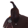 Burns Chocolate RO Barrel Saddle- Round- Natural Buckstitch 