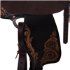 Burns Russet SO Chocolate RO Barrel Saddle - Round - 7/8 Sunny D Tooled w/ Black Background