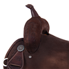 Burns Chocolate RO Barrel Saddle - Round - Full Deeter Border, Turquoise Buckstitch Back Seat Jockey