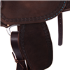 Burns Chocolate RO Barrel Saddle - Round - Full Deeter Border, Turquoise Buckstitch Back Seat Jockey