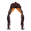 Burns Chocolate RO Barrel Saddle - Notched - White Buckstitch Seat & Skirt Corners