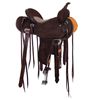 Burns Chocolate RO Barrel Saddle - Round - Full Deeter Border; Peanut Sundance Caiman Inlay