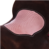 Burns Chocolate RO Barrel Saddle - Round - Full Pink Buckstitch - Pink Python Inlay